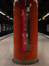 Interior of illuminated subway station