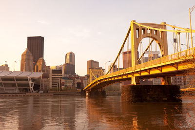 Rachel carson bridge over the allegheny river downtown city skyline , pittsburgh, pennsylvania, usa