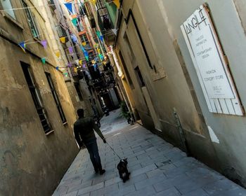 People walking on city street