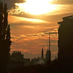 Buildings at sunset