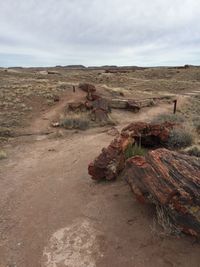 Scenic view of land against sky