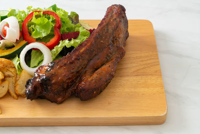 Close-up of food on cutting board