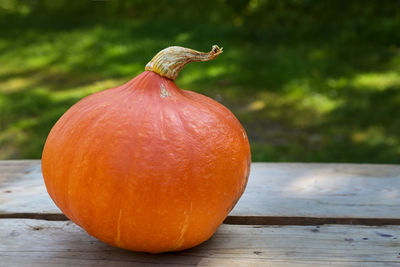 Close-up of pumpkin on table