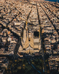High angle view of city buildings
