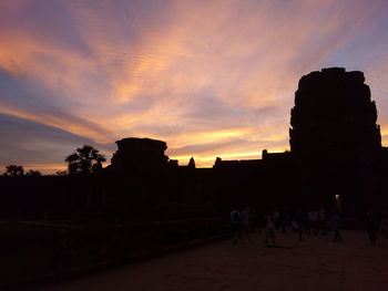 Silhouette of buildings at sunset