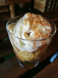 Close-up of ice cream in glass