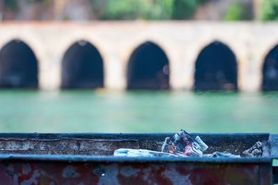 Close-up of bridge over river