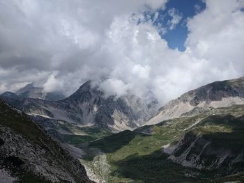 Scenic view of mountains against sky