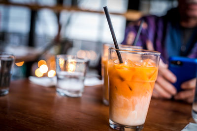 Delicious thai tea in a restaurant