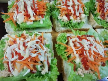 High angle view of chopped vegetables in plate