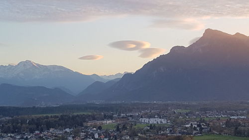 Scenic view of mountains against sky