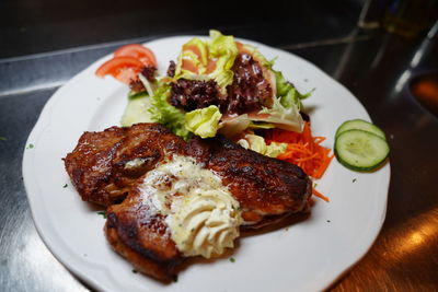 High angle view of food on table