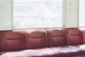 Sunlight falling on empty seats in train