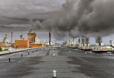 View of factory against cloudy sky