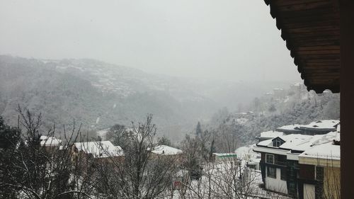 View of house in foggy weather