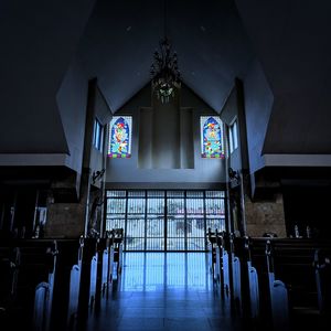 Interior of illuminated building