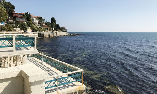 Scenic view of sea against clear sky