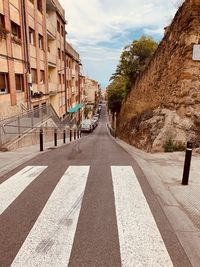 Surface level of road against buildings