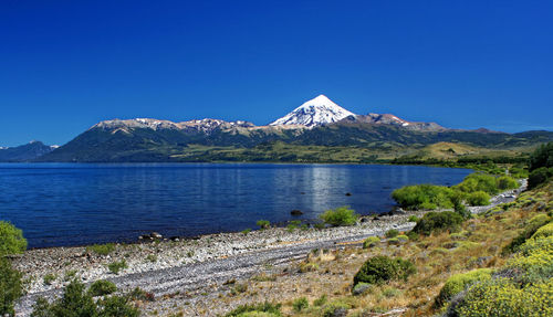 Lanin volcano from the entrance of lanin national park argentina