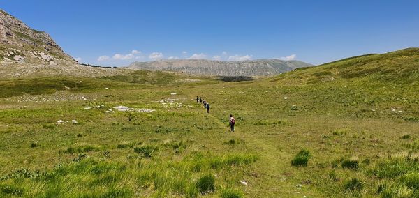 People on field against sky