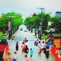 Man riding bicycle on road