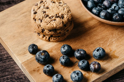 High angle view of breakfast on table