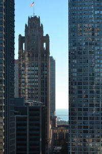 Low angle view of skyscrapers against sky