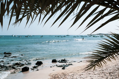 Scenic view of sea against clear sky