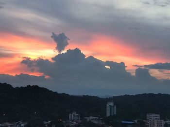 Cityscape against sky during sunset