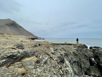 Scenic view of sea against sky on icelands south coast