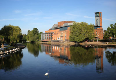 Reflection of buildings in lake