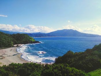 Scenic view of sea against cloudy sky