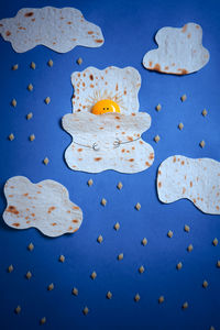 High angle view of cookies on table