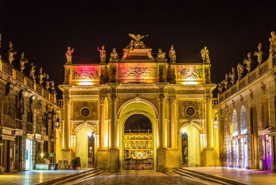 View of illuminated building at night