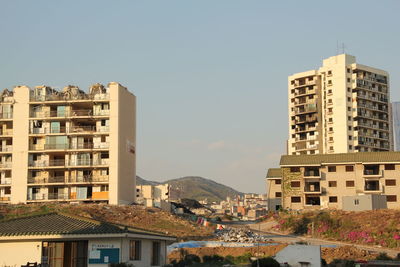 View of destruction site of residential buildings, apartment