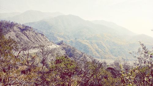 Scenic view of mountains against clear sky