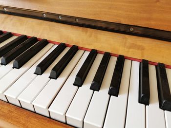 High angle view of piano keys