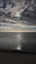 Scenic view of sea against sky at sunset