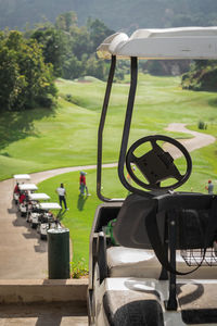 High angle view of people on golf course