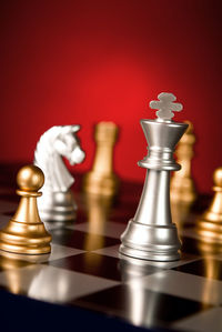 Close-up of chess pieces