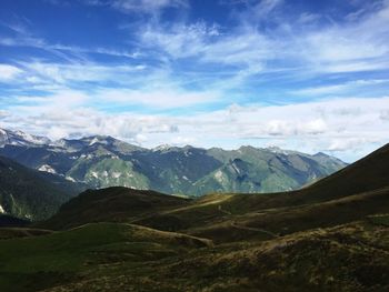 Scenic view of mountains against sky