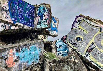 Low angle view of graffiti on wall