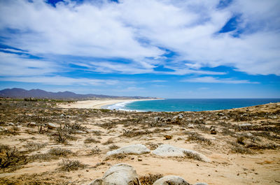 Scenic view of beach against sky