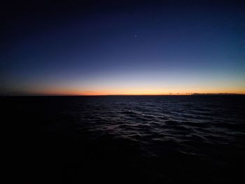 Scenic view of sea against clear sky during sunset