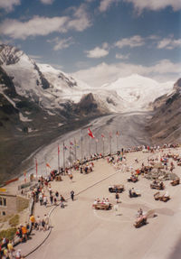 High angle view of people on mountain