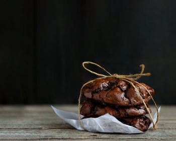 Close-up of ice cream on table