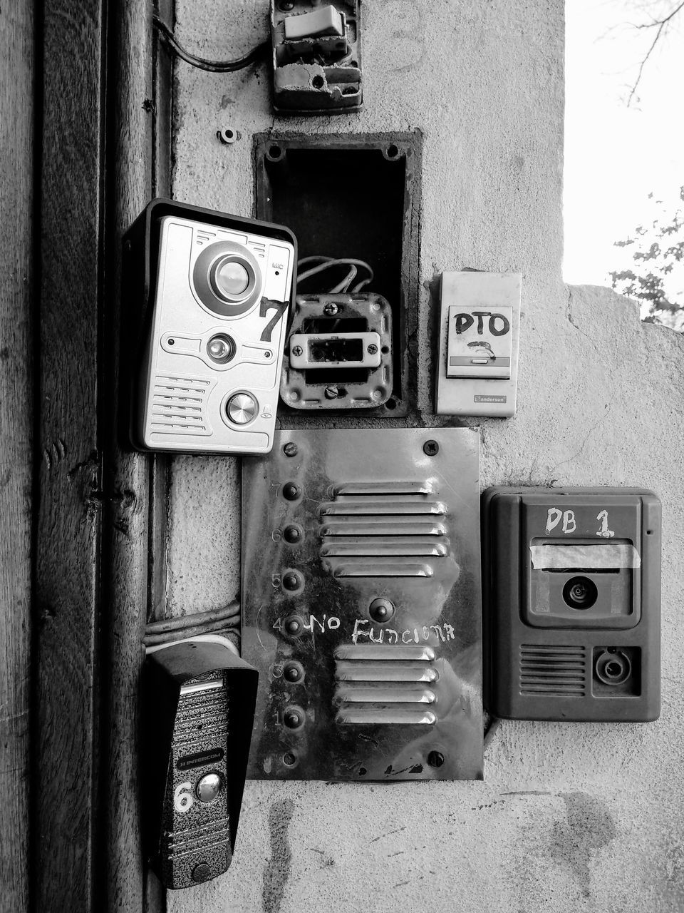 CLOSE-UP OF OLD TELEPHONE BOOTH