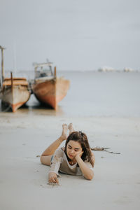 Portrait of woman on beach