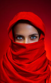 Beautiful muslim woman in red hijab