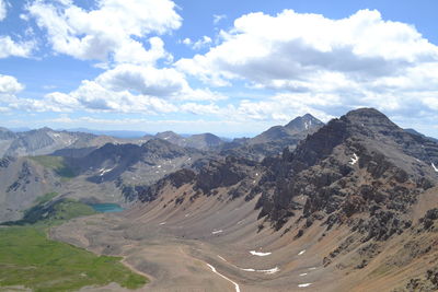 Scenic view of landscape and mountains against sky